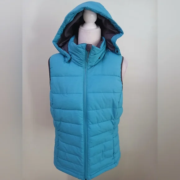 Tangerine Hooded Zip Puffer Vest - Picture 1 of 6